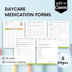 Medication Log, Medication Permission Form, Customizable On Canva - Perfect For Daycare, Daycare Medication Form, Home Daycare