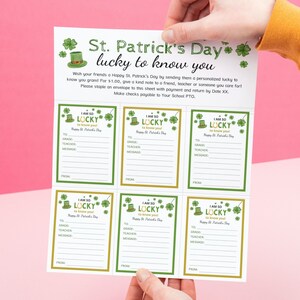 School Fundraiser, afdrukbaar, gelukkig om je te kennen, St Patty&#39;s Day Gift, Pta, afdrukbare flyer, St. Patrick Candy Gram Fundraiser
