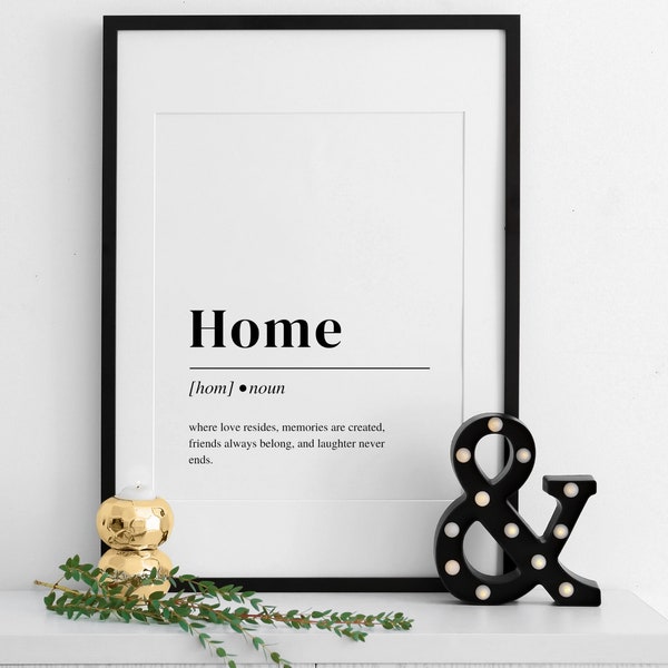 Home Definition Print, Home Definition Dictionary, Quote Wall Art Print, Minimalist Print, Word Definition