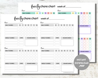 Family Chore Chart, Chore Chart Printable, Chore Chart for Kids, Chore Chart Teens, Weekly Chore Chart, Money Chore Chart, Chore Printable
