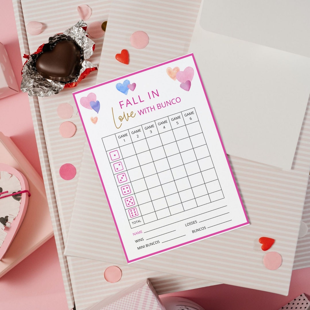 February Scorecards Valentines Bunco Score Sheets, February Bunco Game Night, Galentine's ...