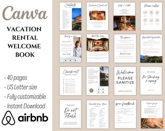House Host Manual Guidebook Template, Guest Book Canva Template, Editable Airbnb Guest Book, Airbnb House Guide Canva, Welcome Book