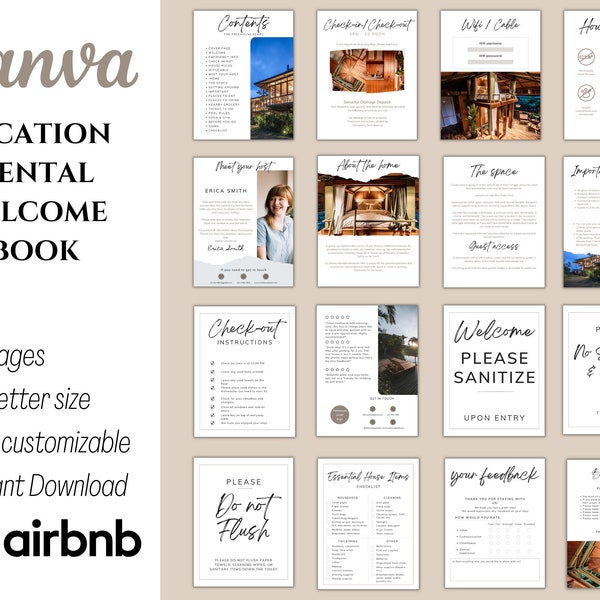 House Host Manual Guidebook Template, Guest Book Canva Template, Editable Airbnb Guest Book, Airbnb House Guide Canva, Welcome Book