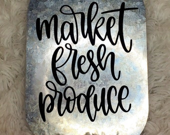 Market Fresh Produce Metal Sign