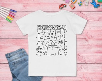 Camiseta o lienzo para colorear para niños - Halloween