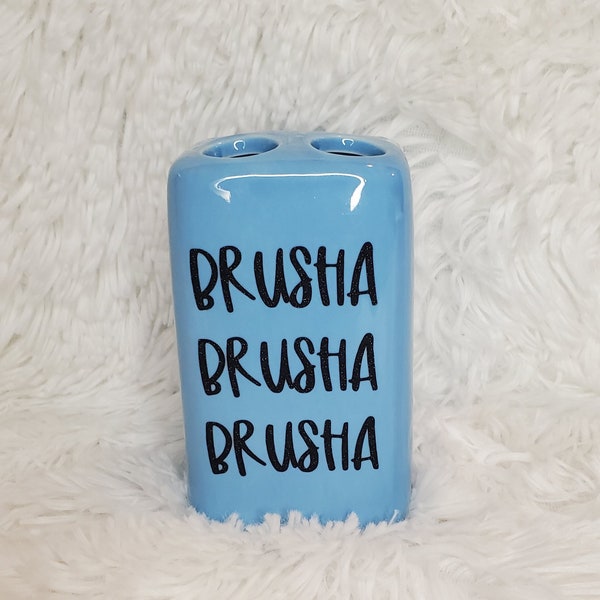 Ceramic Tooth Brush Holder- Blue