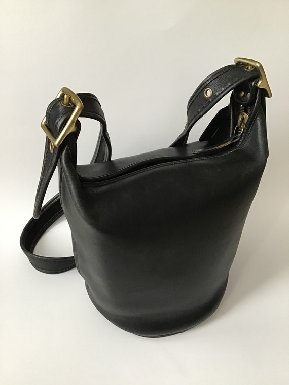 VINTAGE COACH Black Leather BUCKET Bag Purse