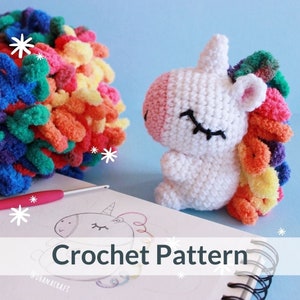 Archie the rainbow Unicorn crochet amigurumi PDF pattern