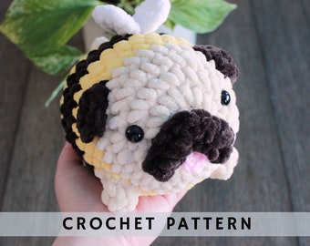Pug Bee, Puppy Bee crochet pattern , amigurumi crochet pattern, easy and cute crochet pattern