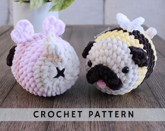 Pug Bee Plush crochet pattern (2 in 1) Amigurumi pattern