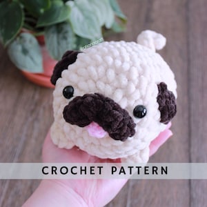 Patrón de crochet Pug, patrón Amigurumi, peluche Pug de crochet - patrón de crochet fácil y lindo