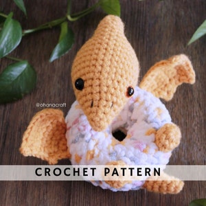 Pteronut Donutsaur Crochet Pattern | pterodactyl Dinosaur Crochet Animal | crochet donut dinosaur  | Amigurumi Pattern PDF Instant Download