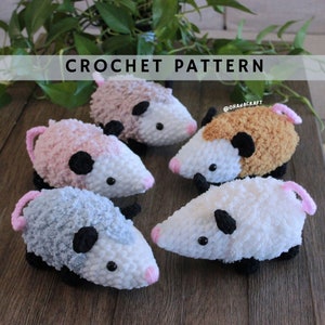 Opossum&#39;d crochet pattern| Crochet Opossum Plush Amigurumi crochet pattern | PDF digital file instant download