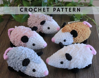 Opossum'd crochet pattern| Crochet Opossum Plush Amigurumi crochet pattern | PDF digital file instant download