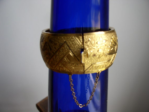 Vintage Gold Plated wide Cuff Bracelet - image 10