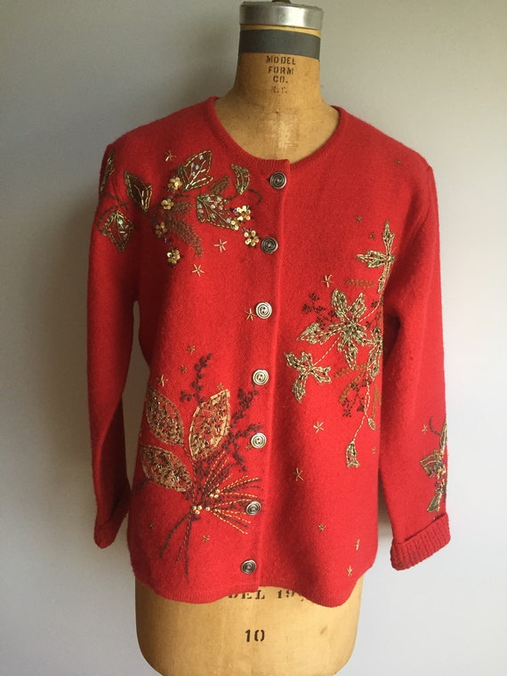 Vintage Red Wool Susan Bristol Holiday Sweater