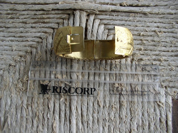 Vintage Gold Plated wide Cuff Bracelet - image 2