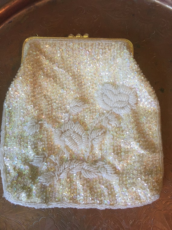 Ivory Beaded Evening Purse - image 1