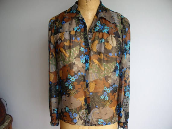 Designer Silk Chiffon Peasant Blouse