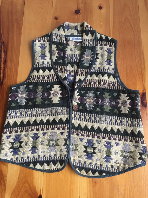 Dress Barn Vintage Tapestry Western Print Vest - image 1