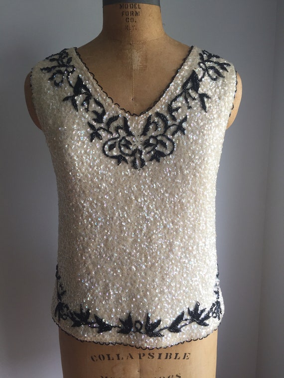 Beaded Vintage Back Zip Sweater - image 4