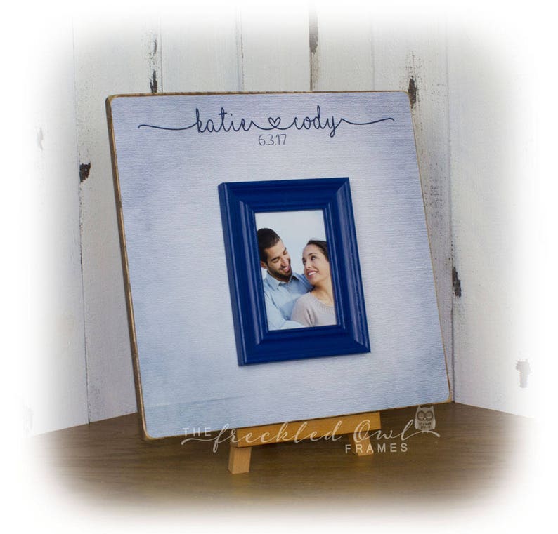 Navy Wedding Guest Book Alternative Signature Frame Personalized Guestbook Picture Sign 16 X Inch