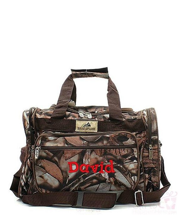 Items similar to Kids Duffle Bag Monogrammed Natural Camo Brown