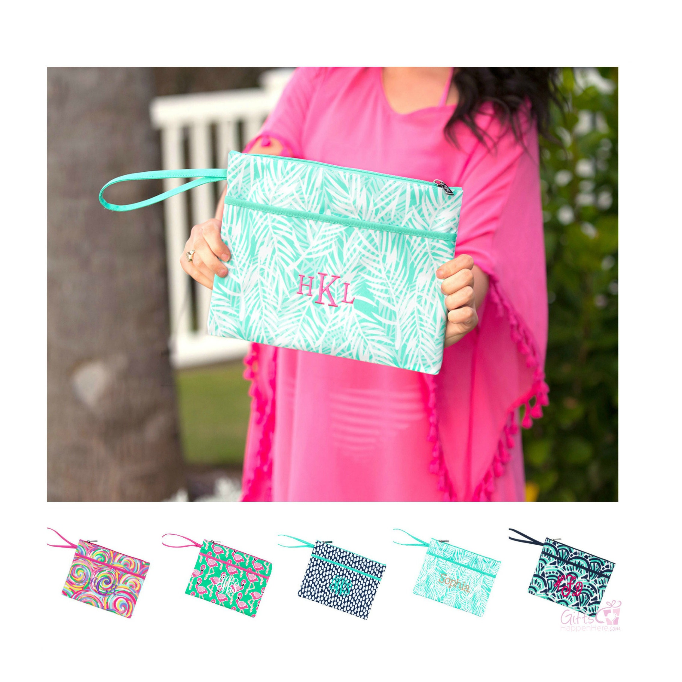 Monogrammed Bikini Bag Personalized Bikini Bag Monogrammed Wet