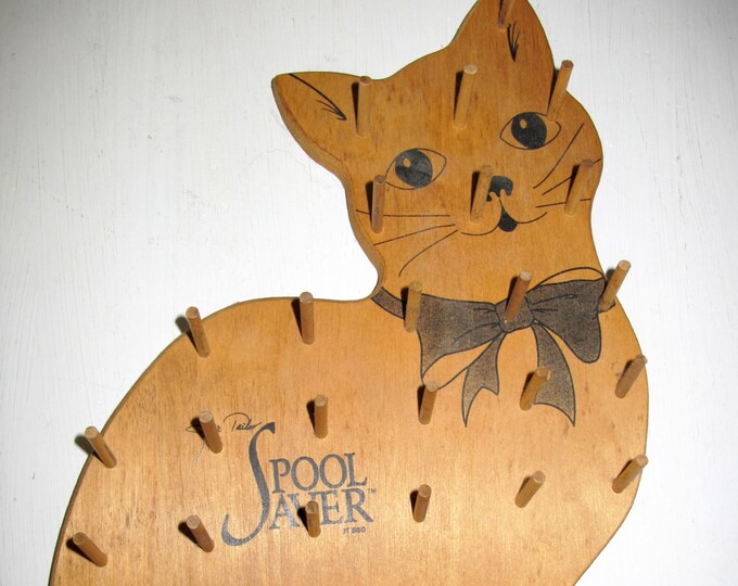 Spool Holder Sewing Thread Holder Wood Spool Holder Cat Etsy