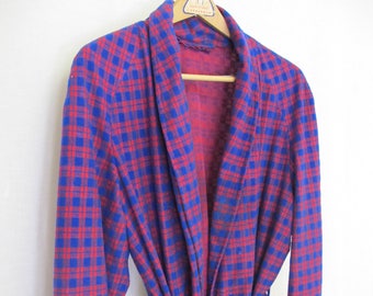 Mad Men Plaid Robe 1960's Robe Grandpa Robe Plush
