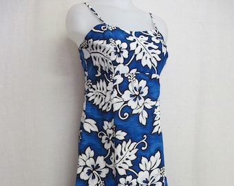 1980s Hawaiian Floral Sundress: Vintage Mod Cotton Summer Dress (Small)