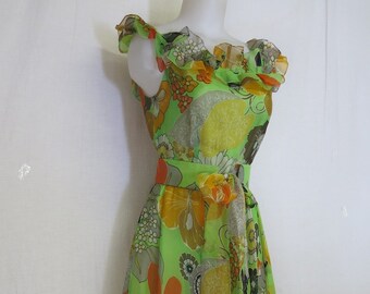 Vintage 1971 Oscar de la Renta Chiffon Floral Gown: I Magnin Collectible