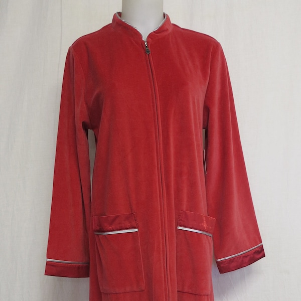 Velour Velvet Robe House Dress 1980's Jaclyn Smith  Zipper Front New with Tags