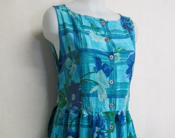 Cotton Summer Dress Floral House Dress Summer Maxi Dress Medium