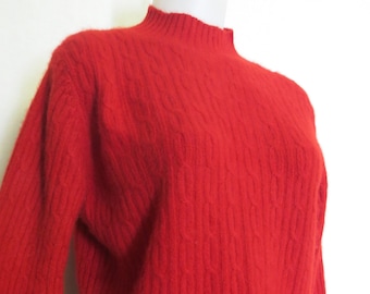 Cashmere Sweater Turtleneck Red Cashmere Sweater Cable knit