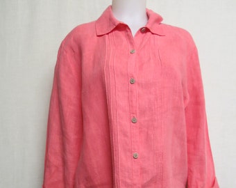 Linen Tunic Blouse Hot Cotton Marc Ware Made in USA M