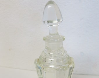 Perfume Bottle Mid Century Pressed Glass with Glass Stopper