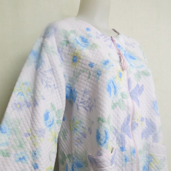 Quilted Cotton Robe Floral Short Robe Miss Elaine House Coat