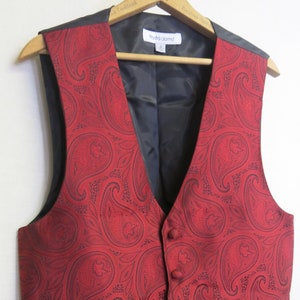 Vintage Red Brocade Steampunk Vest - Pronto Uomo - Size S/M