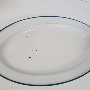 White Enamel Platter Farm House Made in Sweden