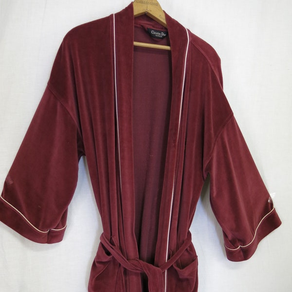 Christian Dior Robe Gentleman's Robe Kimono Robe Monsieur Dior Robe Burgundy Velour