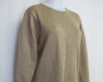 Gold Tunic Sweater Lurex Sweater Metallic Gold Dress Up