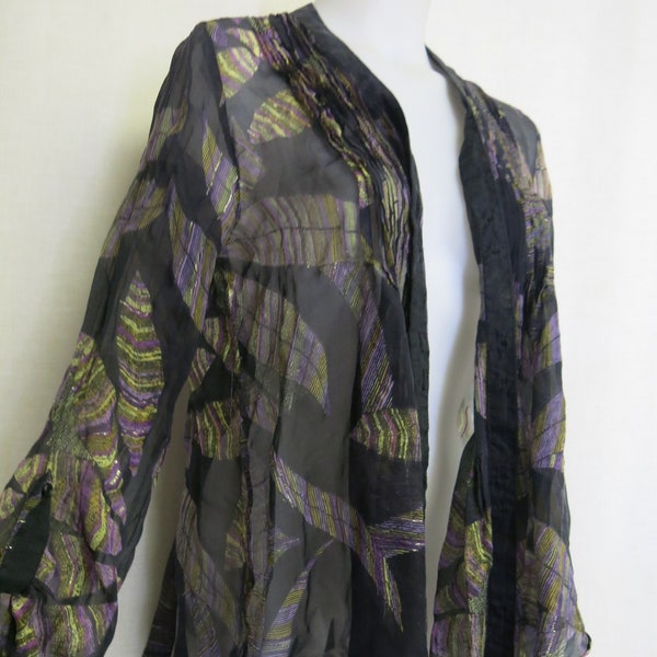 Silk Chiffon Kimono Blouse Jacket Silk Tunic Jacket Art to Wear