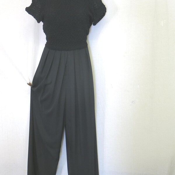 Vintage Black Jumpsuit Dress Cocktail Outfit Avant Garde Evening Wear Formal Jumpsuit