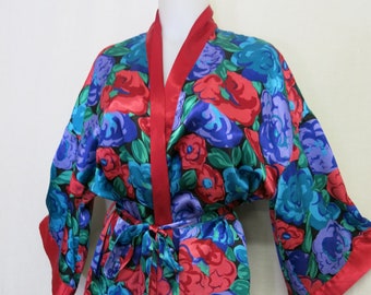Vintage Victoria's Secret Satin Robe: Floral Loungewear, 90s Diva Style