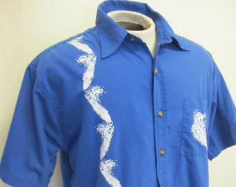 Vintage SIDEOUT Hawaiihemd: Blau im Surfer Style, 1980er Jahre