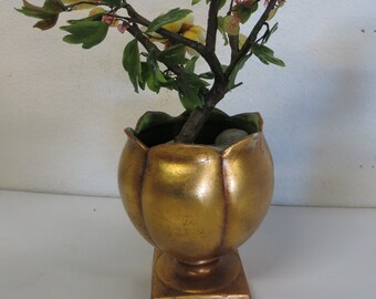 Vintage Glass Bonsai Tree Chinese Anthony Freeman McFarlin Gold Vase Asian Art Tree