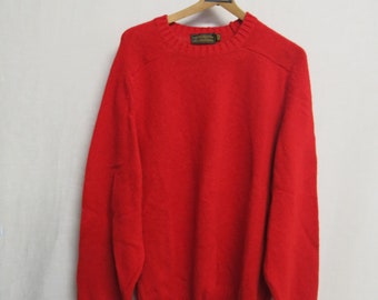 Eddie Bauer Red Cable Knitted Cotton V-Neck Pullover Spiffy Vintage Find Sweater Large see details