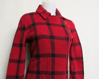 red plaid sweater jacket