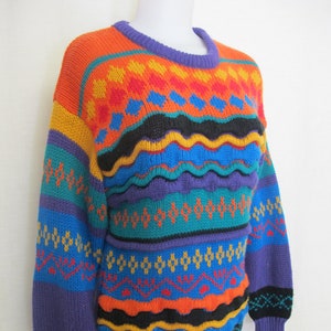 Stripe Tunic Sweater Mod Sweater Slouchy Sweater Color Block Intarsia